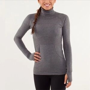RARE Lululemon Run Swiftly Turtleneck Sz 8 In Heathered Black